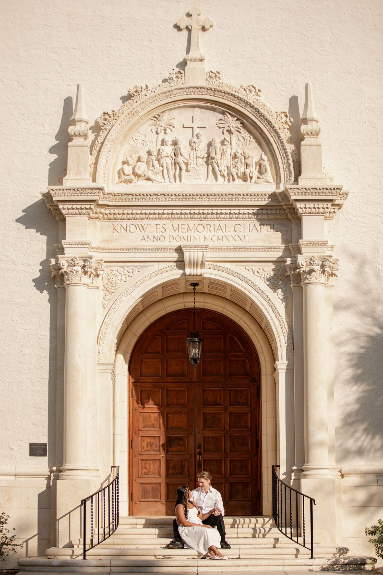 Elegant engagement photo session at Rollins College in Winter Park, Florida.