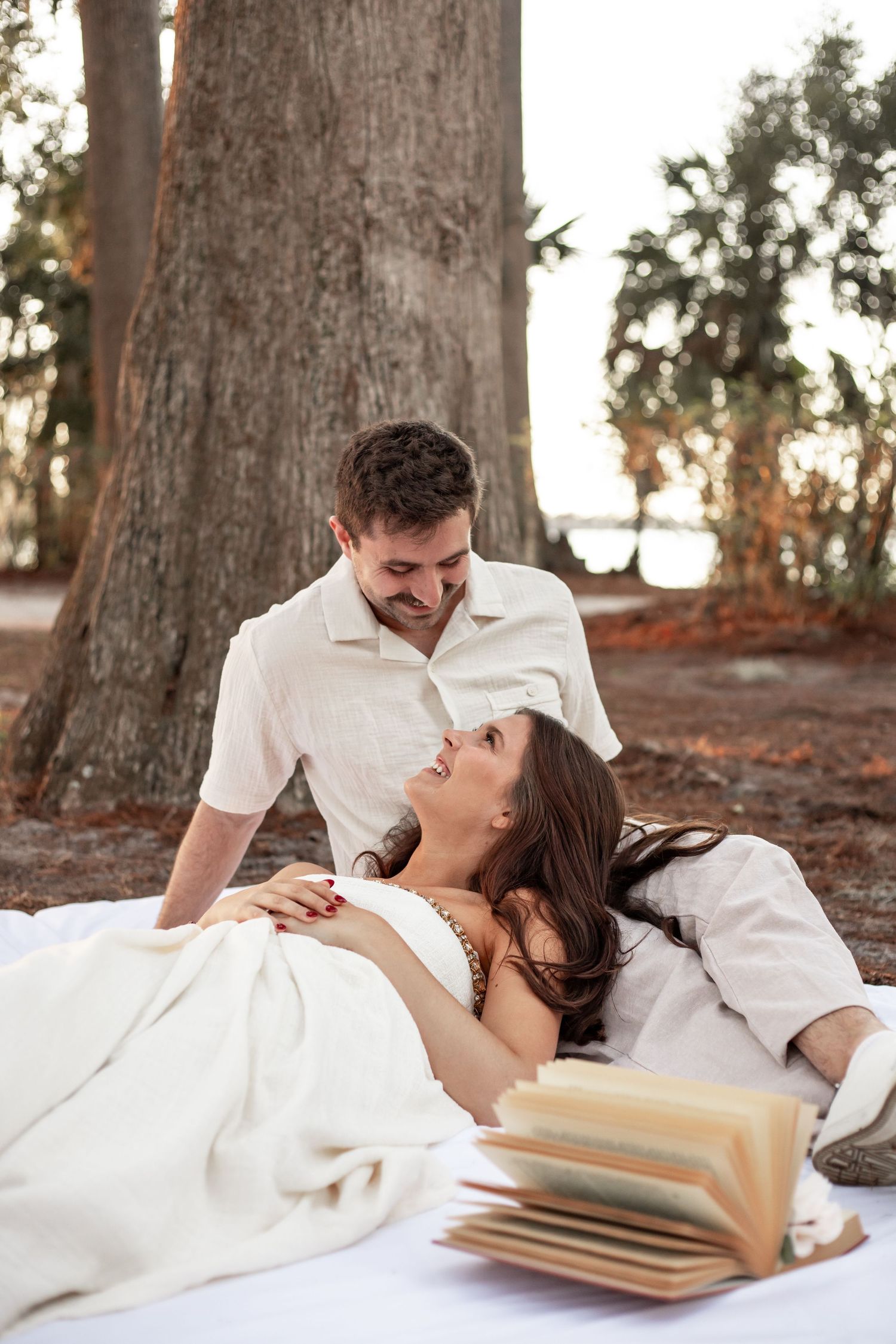 Elegant outdoor engagement photography at Kraft Azalea Garden near Lake Maitland.