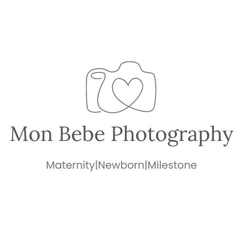 Elegant black and white logo design for Mon Bebe Photography with camera icon.