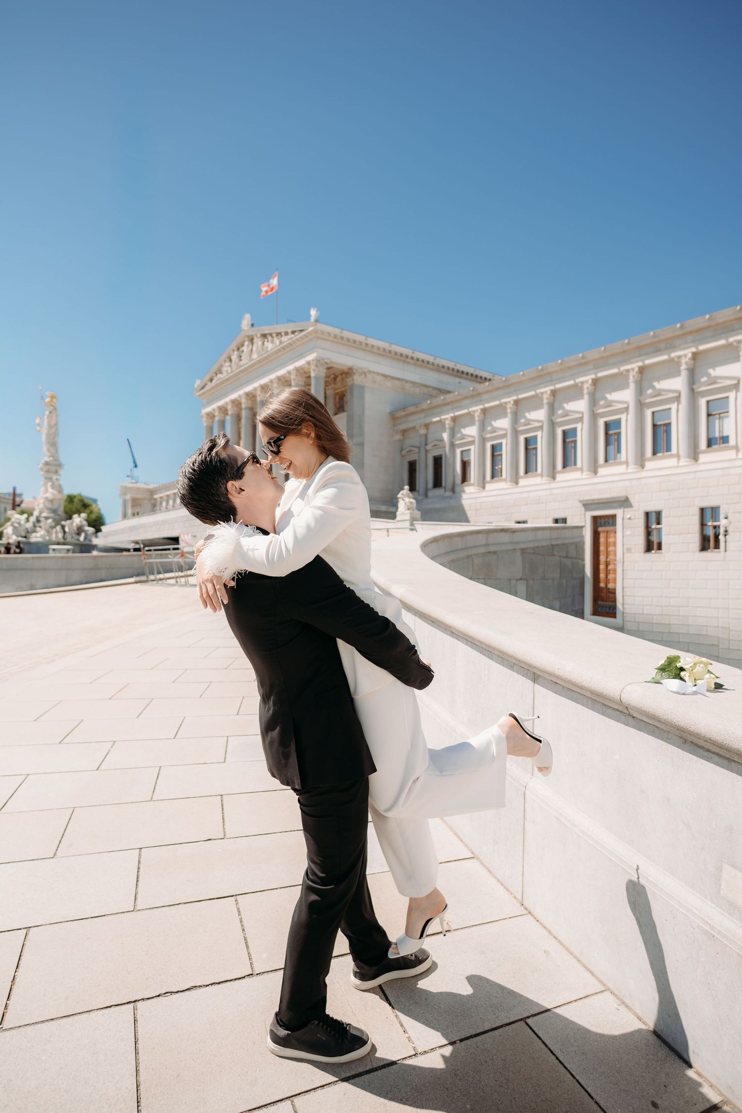 Bride and groom portraits in Vienna with soft natural light and elegance