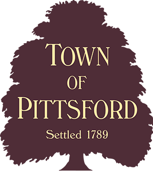 Town of Pittsford Settled 1789 official logo featuring a dark maroon tree silhouette.