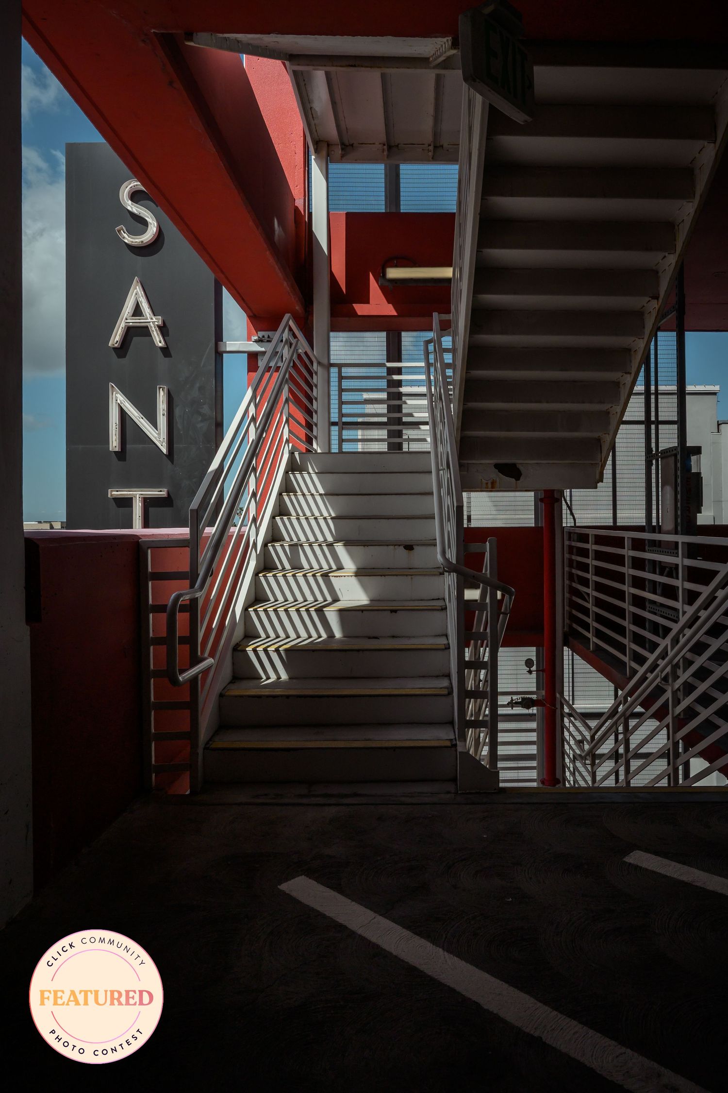 Santana Row parking garage stairs. Click Community blog feature. Tracey Richvalsky, Rhythm In Light Photography
