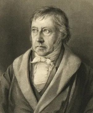 Historical engraving showing a series of four portraits depicting the Hegel in different emotional expressions.
