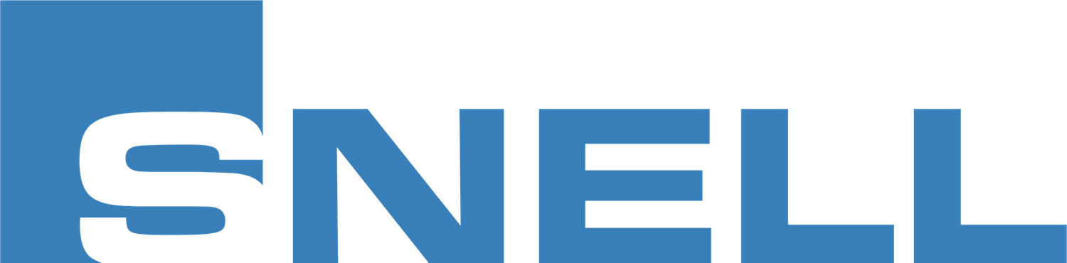 Simple blue text logo design spelling out SNELL in a modern font.