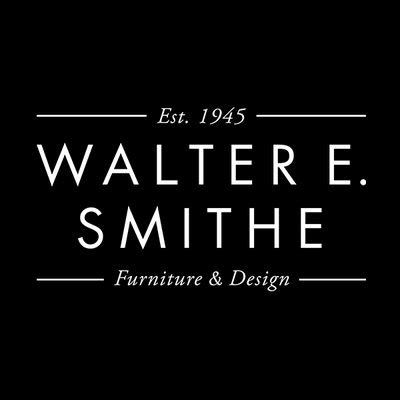 Classic black and white Walter E. Smithe Furniture & Design logo with establishment year.