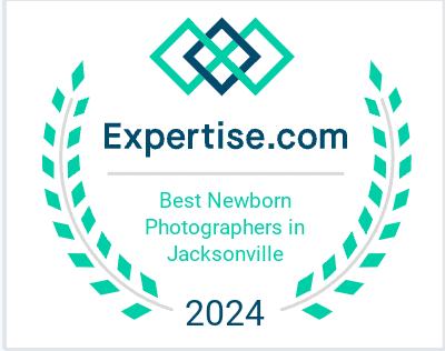 Award badge from Expertise.com recognizing Best Newborn Photographers in Jacksonville for 2024.