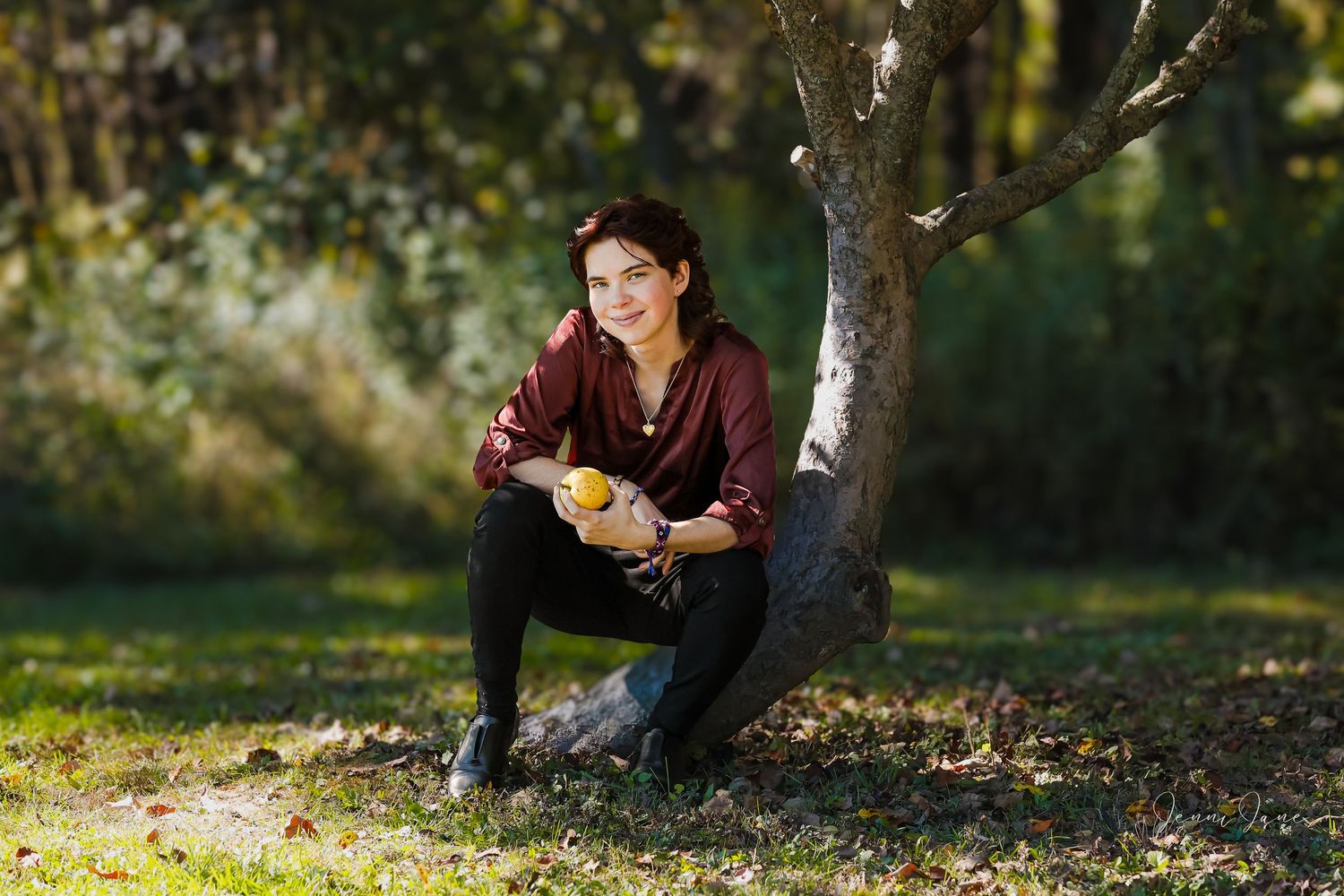 A series of outdoor autumn photos showing people enjoying a park setting with fallen leaves and natural lighting.
