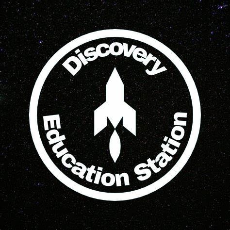 Discovery Education Station logo with rocket ship icon on black background.