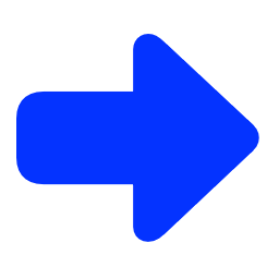 Bold blue right-pointing arrow icon on white background, perfect for navigation and directional web design elements.