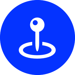 Blue circle icon featuring a white key inserted into an oval hole, symbolizing access, security, or authentication.