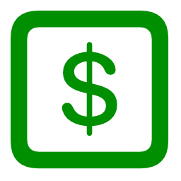 Green dollar sign icon in a rounded square frame, symbolizing money, finance, and payment solutions.