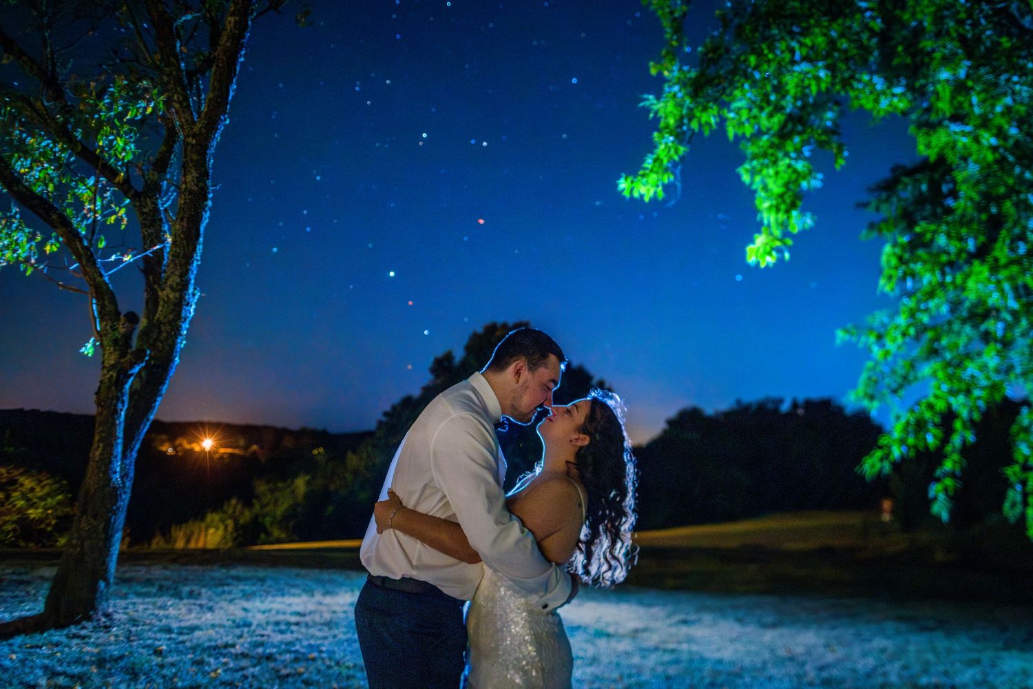 Portrait Mariage nocturne ciel étoilé