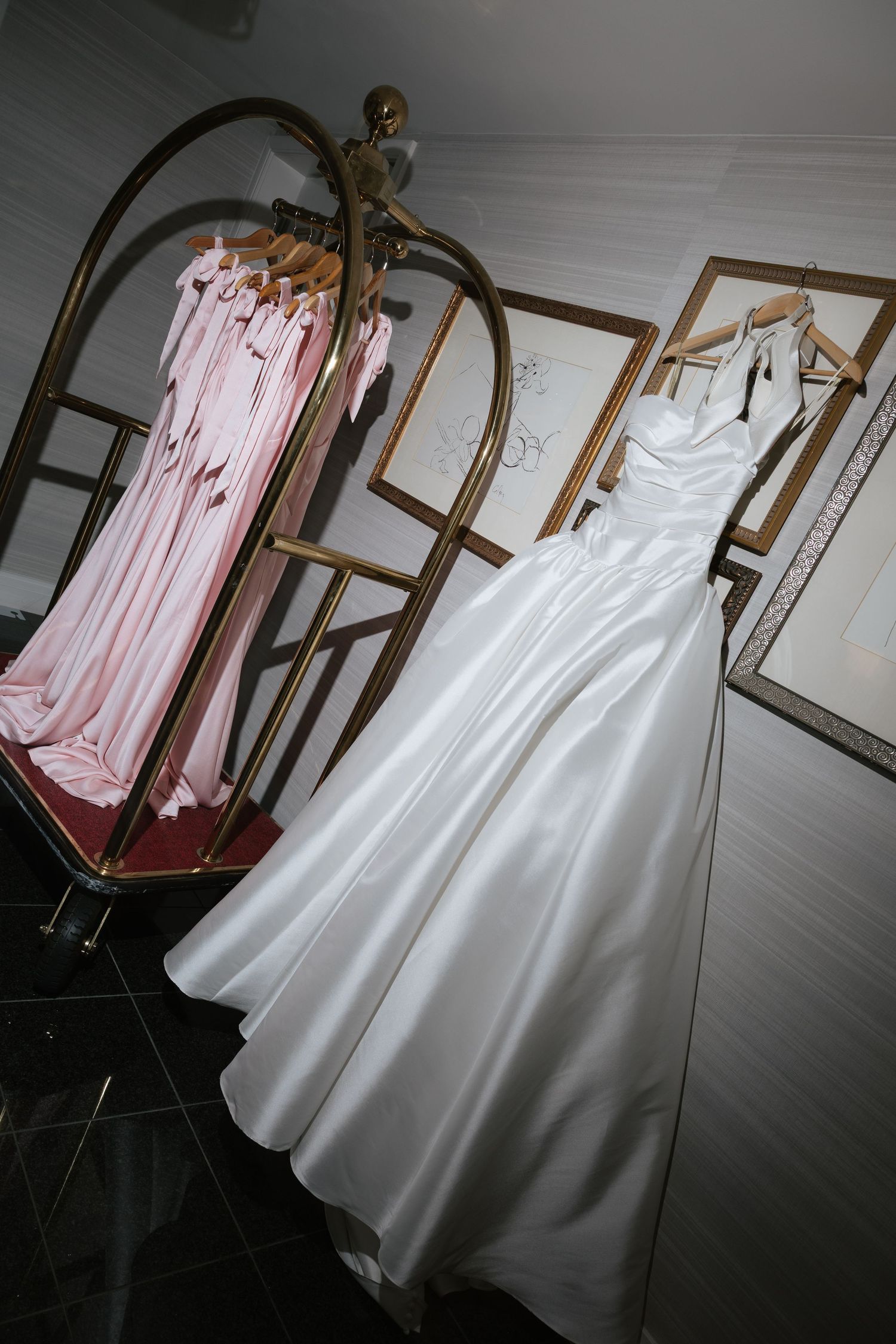 Cinematic bridal gown photography highlighting luxurious fabric and delicate textures