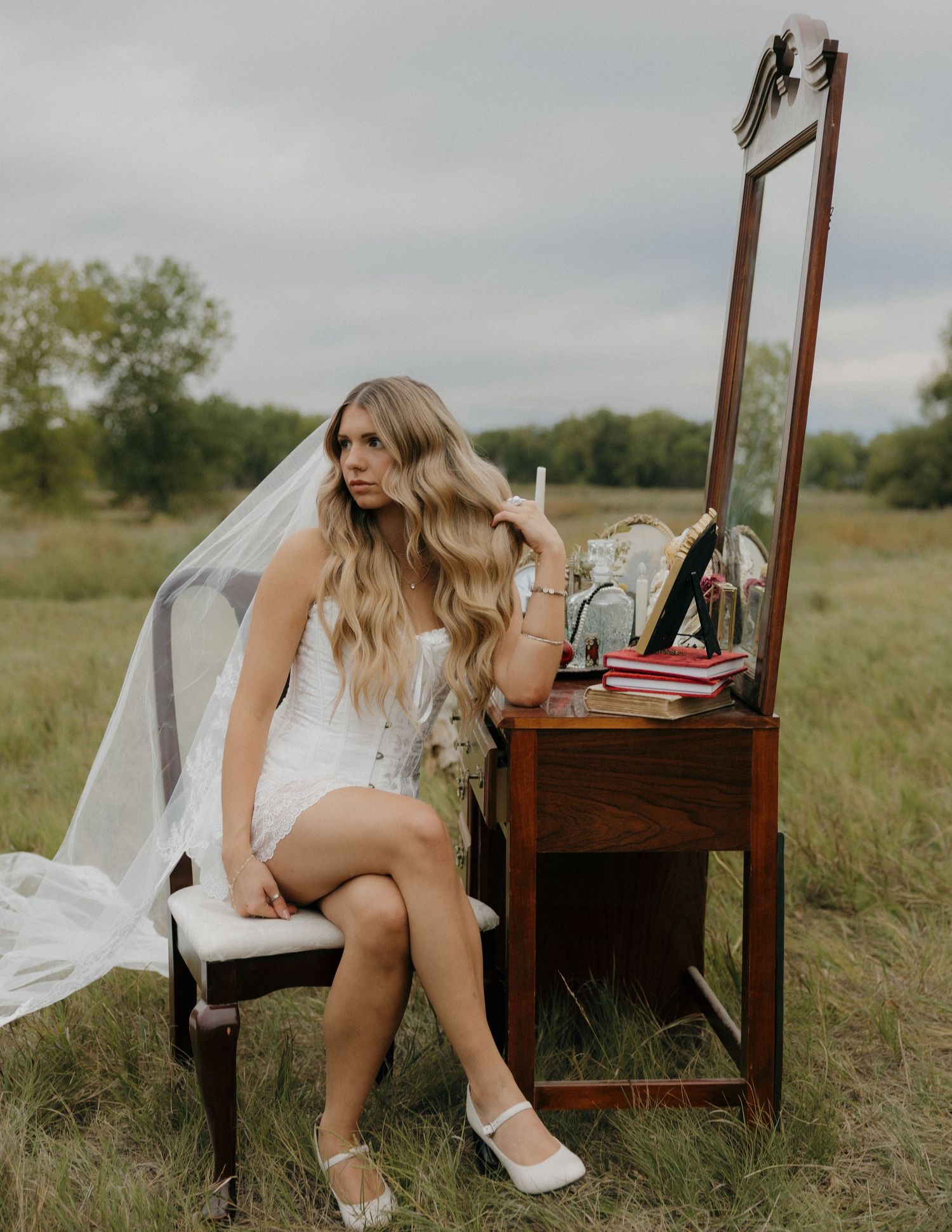 Fashion-inspired bridal editorial with warm golden tones