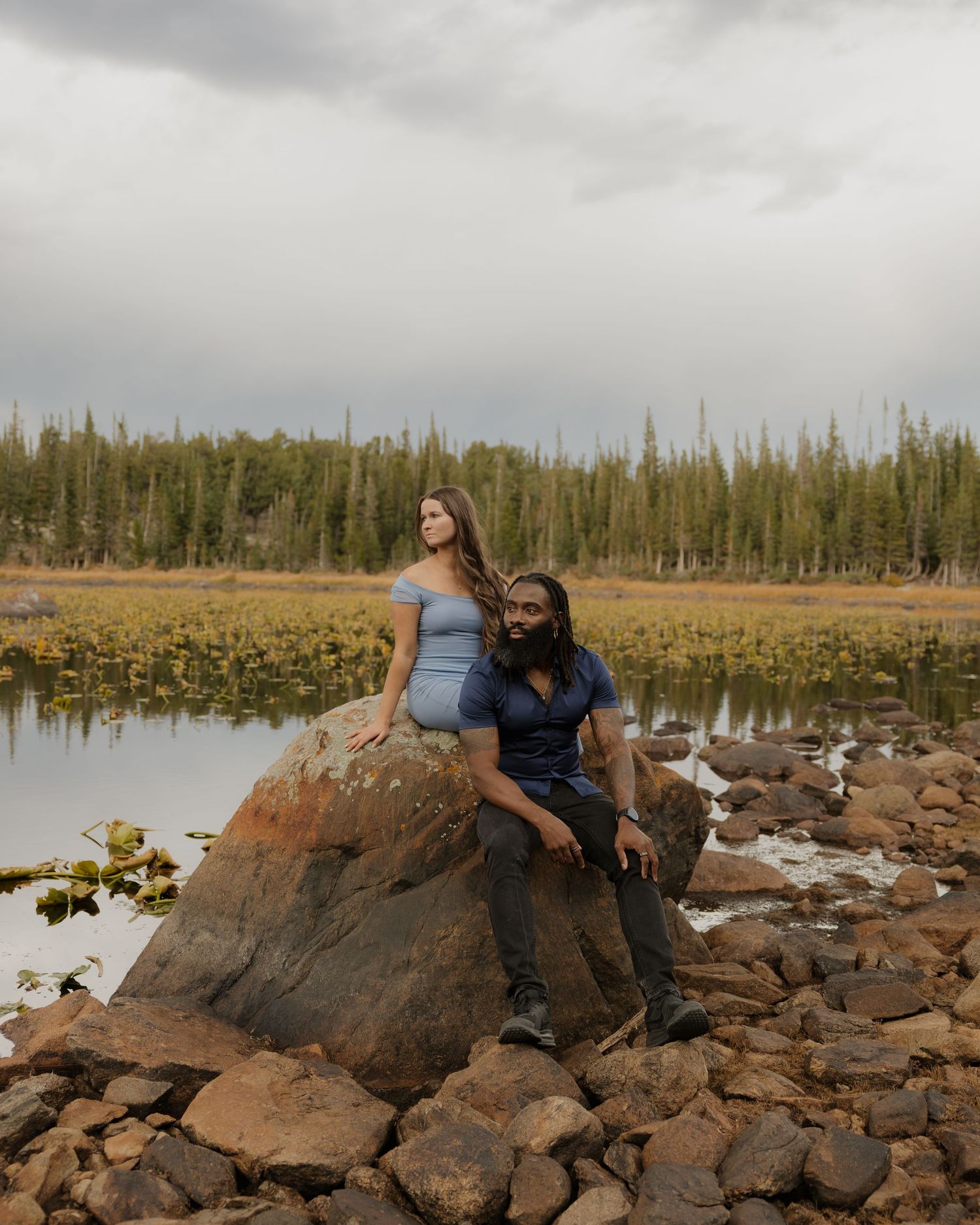 Golden hour engagement portraits featuring romantic natural light in Colorado