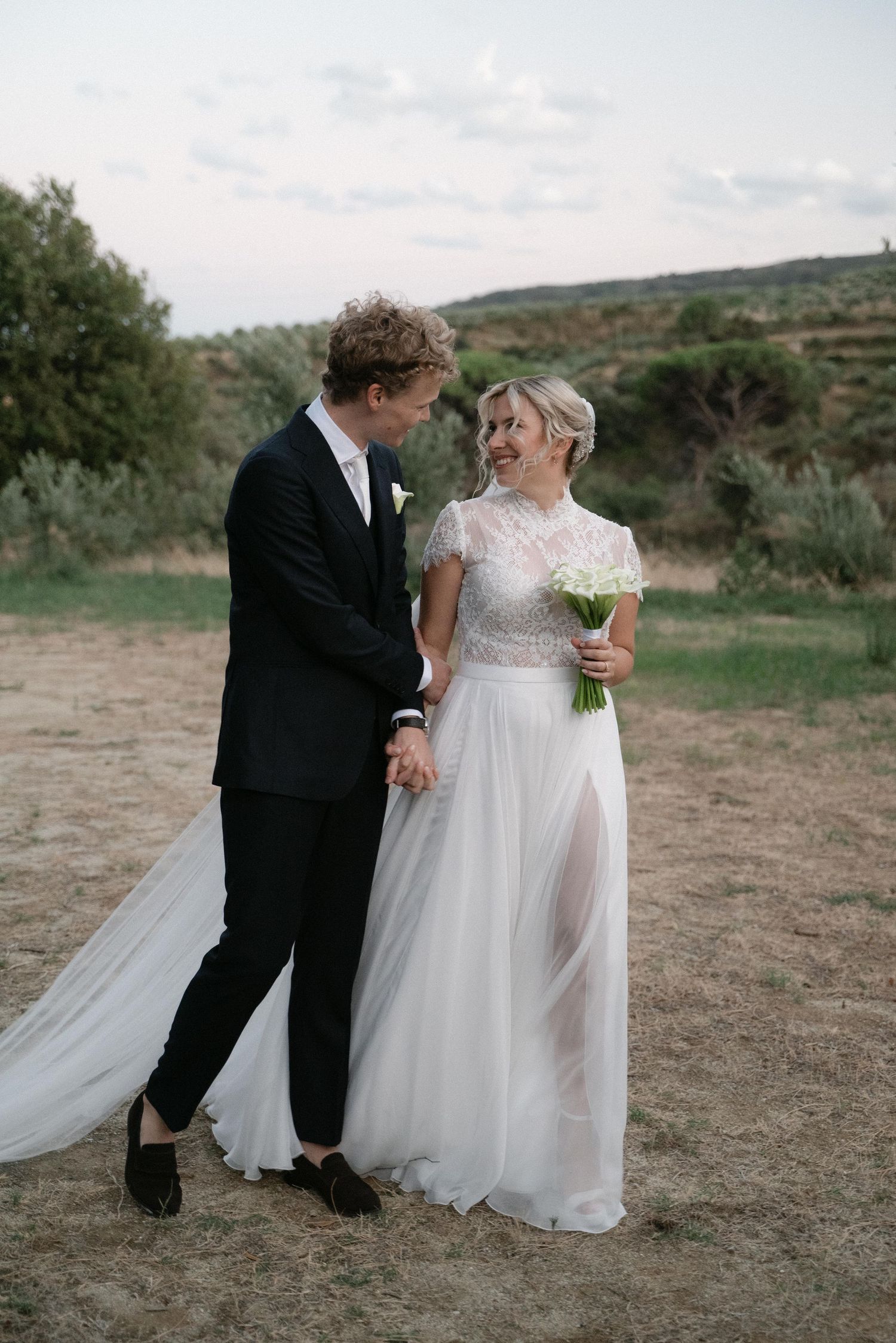 Intimate portrait of Serena and Paul in the countryside