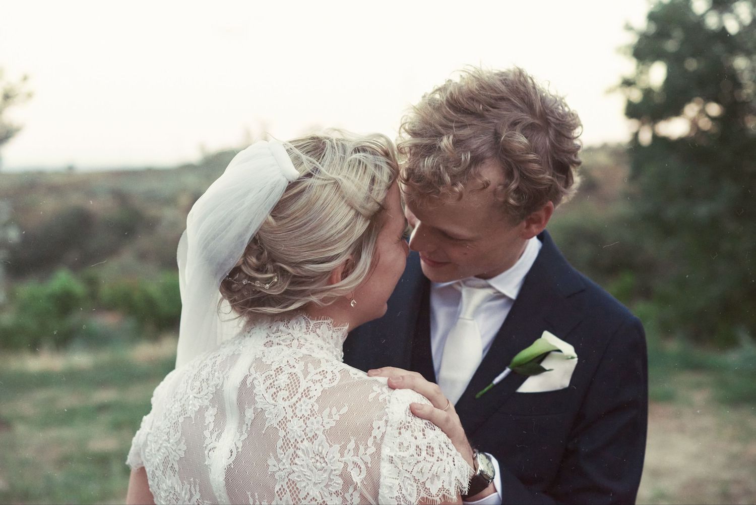 Analog wedding portrait of Serena and Paul in Southern Italy