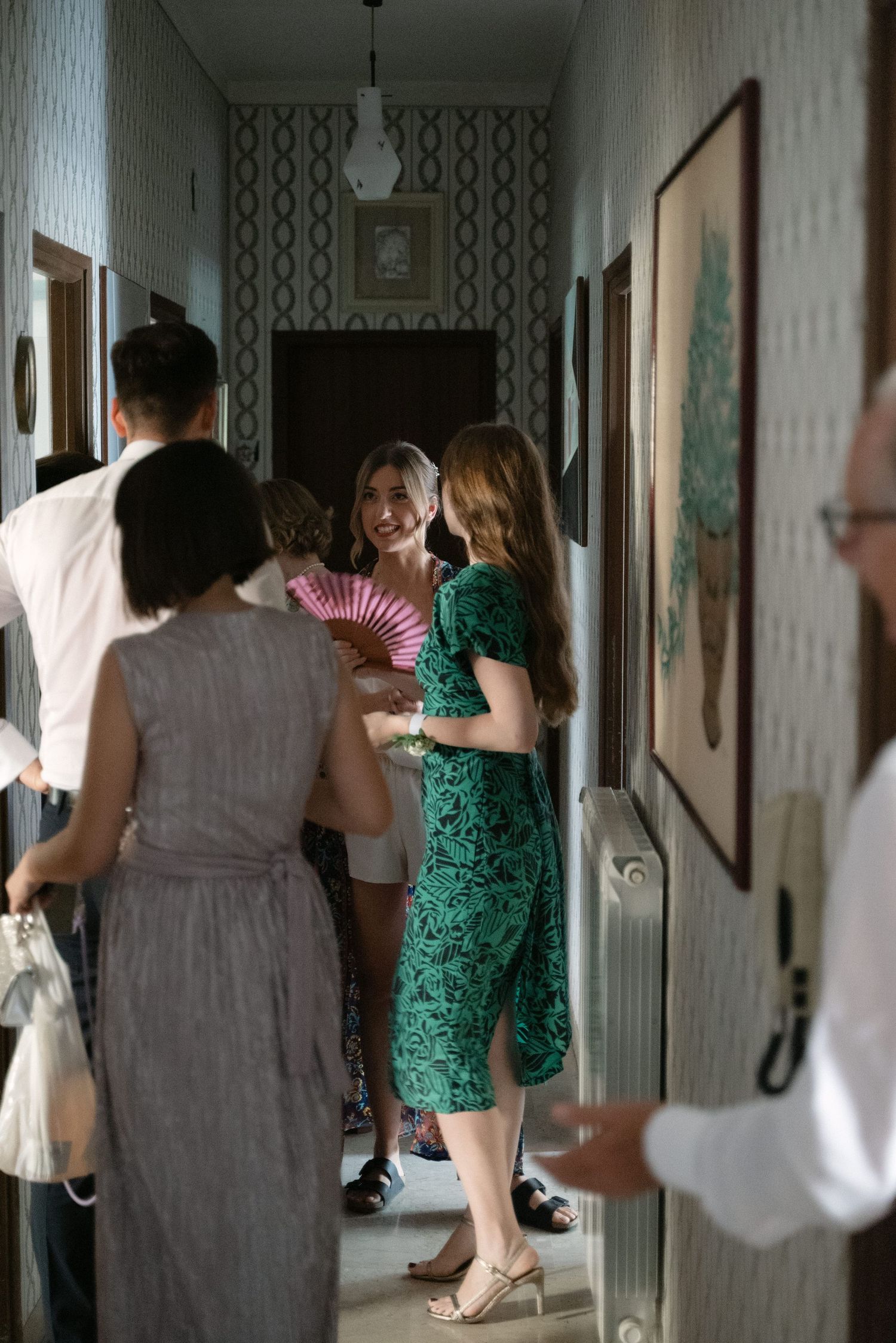 Family and friends gathering during bridal preparations