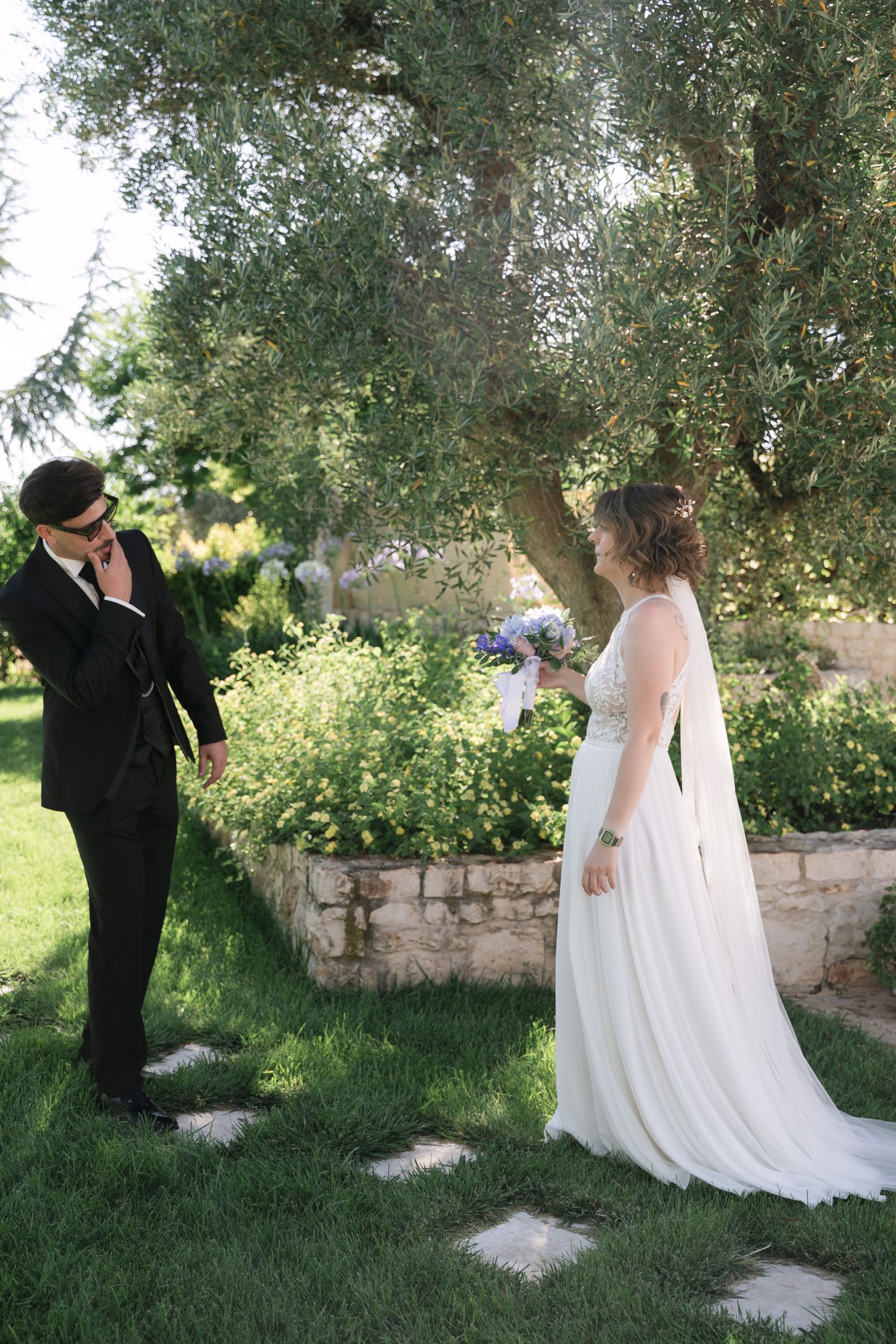 Destination wedding photography in Alberobello, Puglia, captured in digital with a clean and elegant visual style.