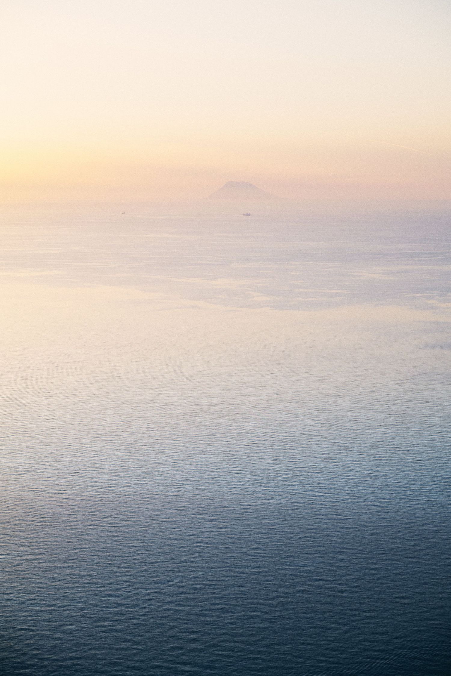 Mediterranean sea view with Stromboli on the horizon from Calabria