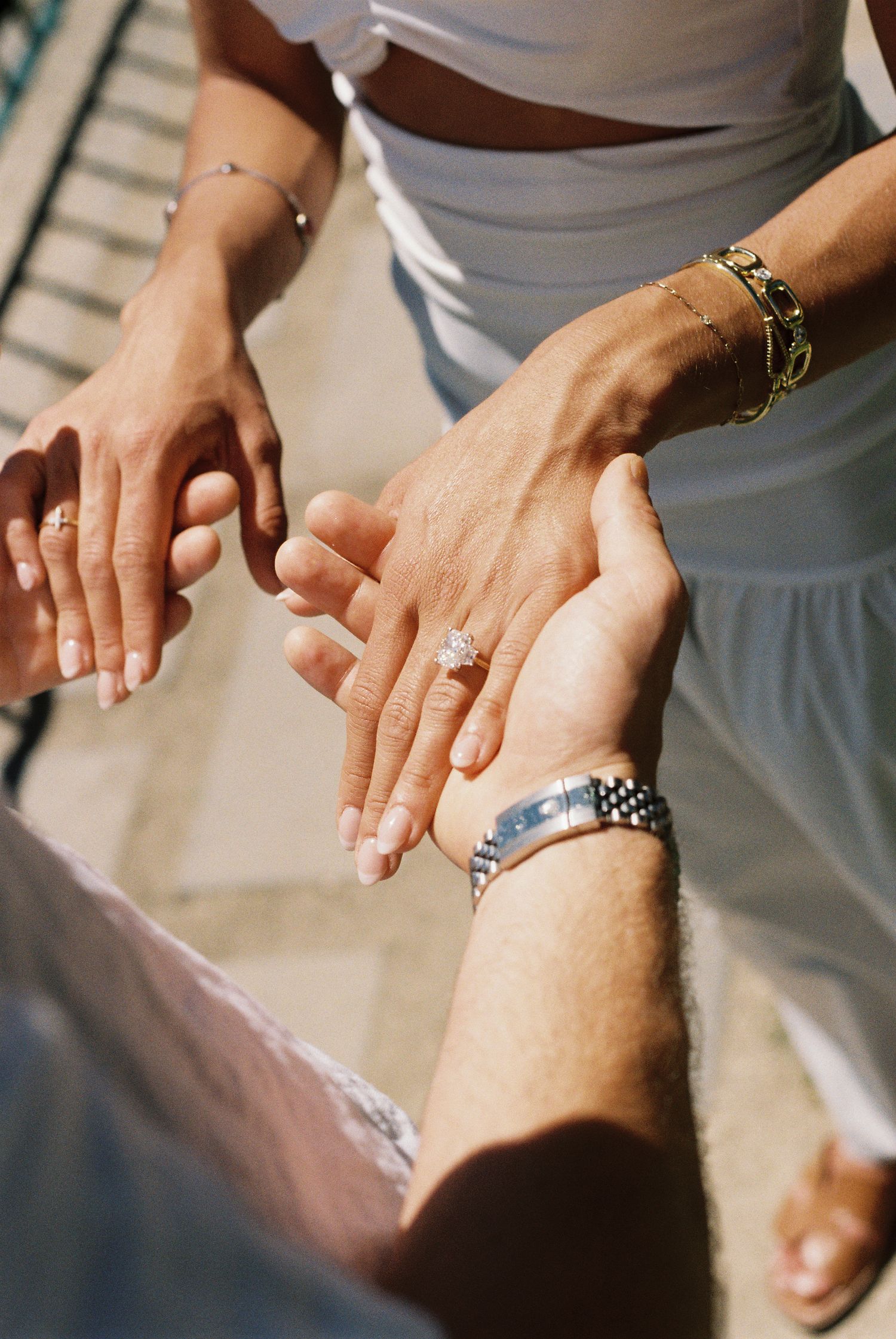 Engagement ring after a surprise proposal in Ravello, photographed on 35mm film