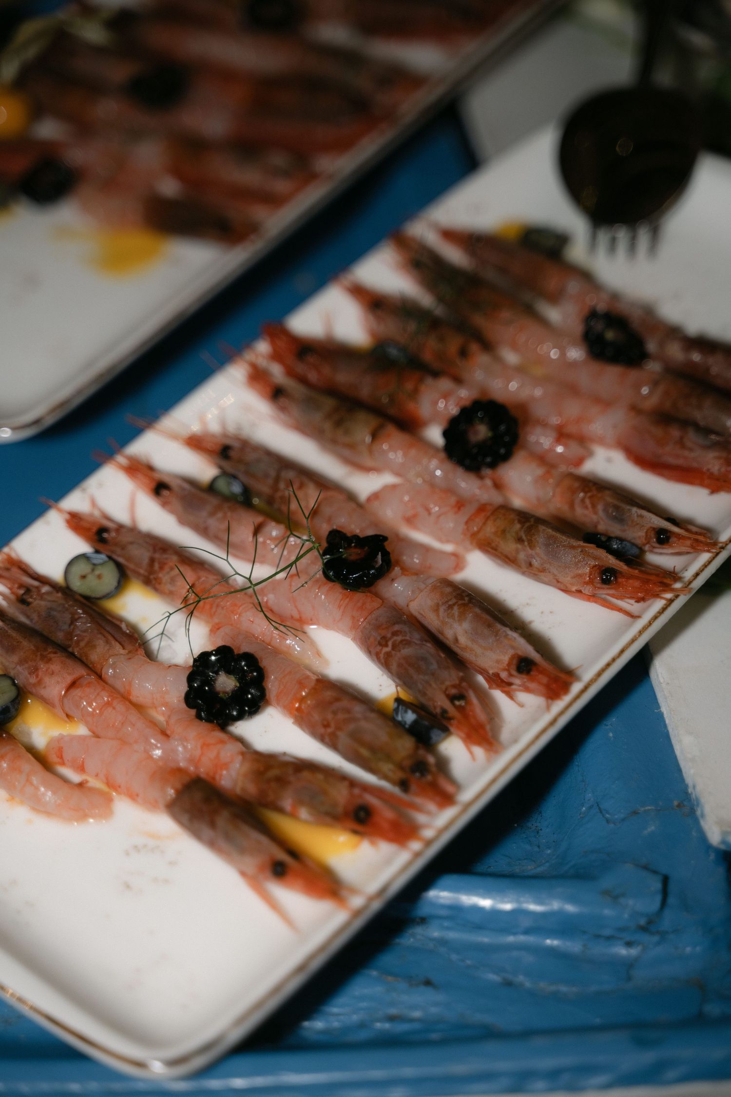 Fresh prawns served during the evening reception in Sicily