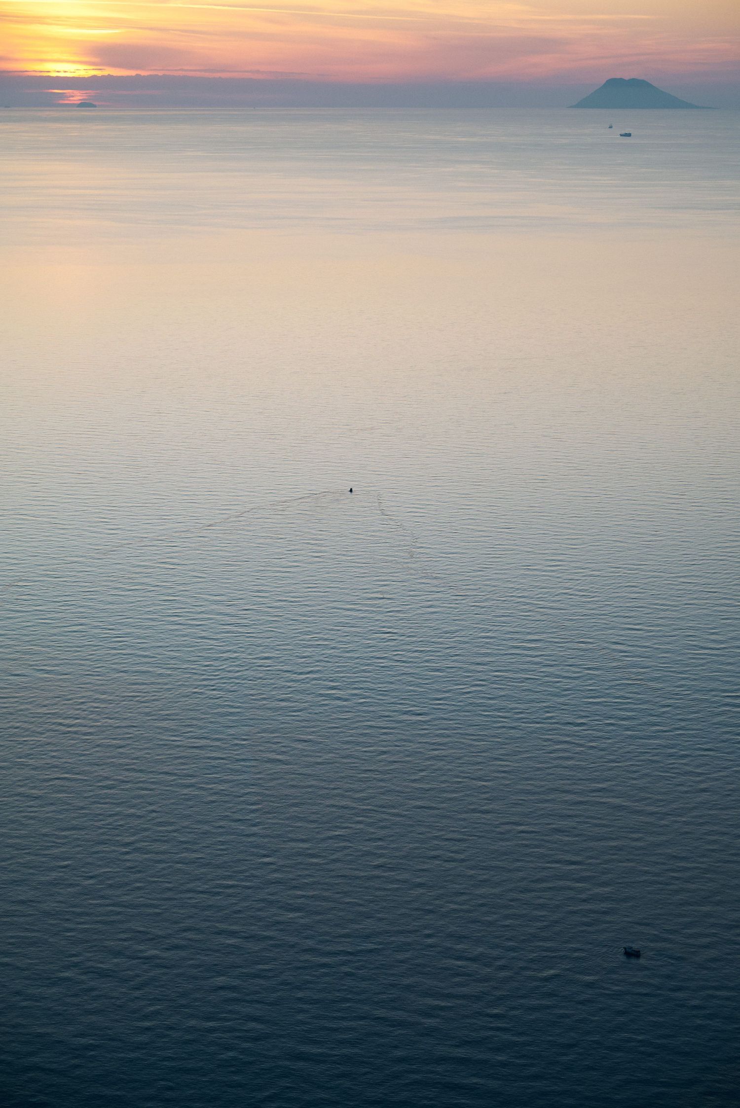Sunset over the Tyrrhenian Sea and Stromboli from Calabria