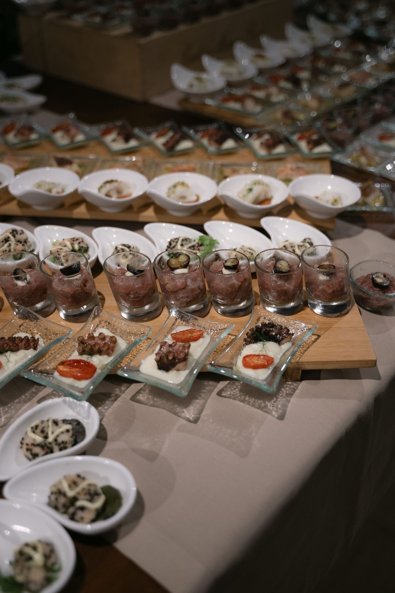 Seafood buffet prepared for the evening wedding reception in Sicily