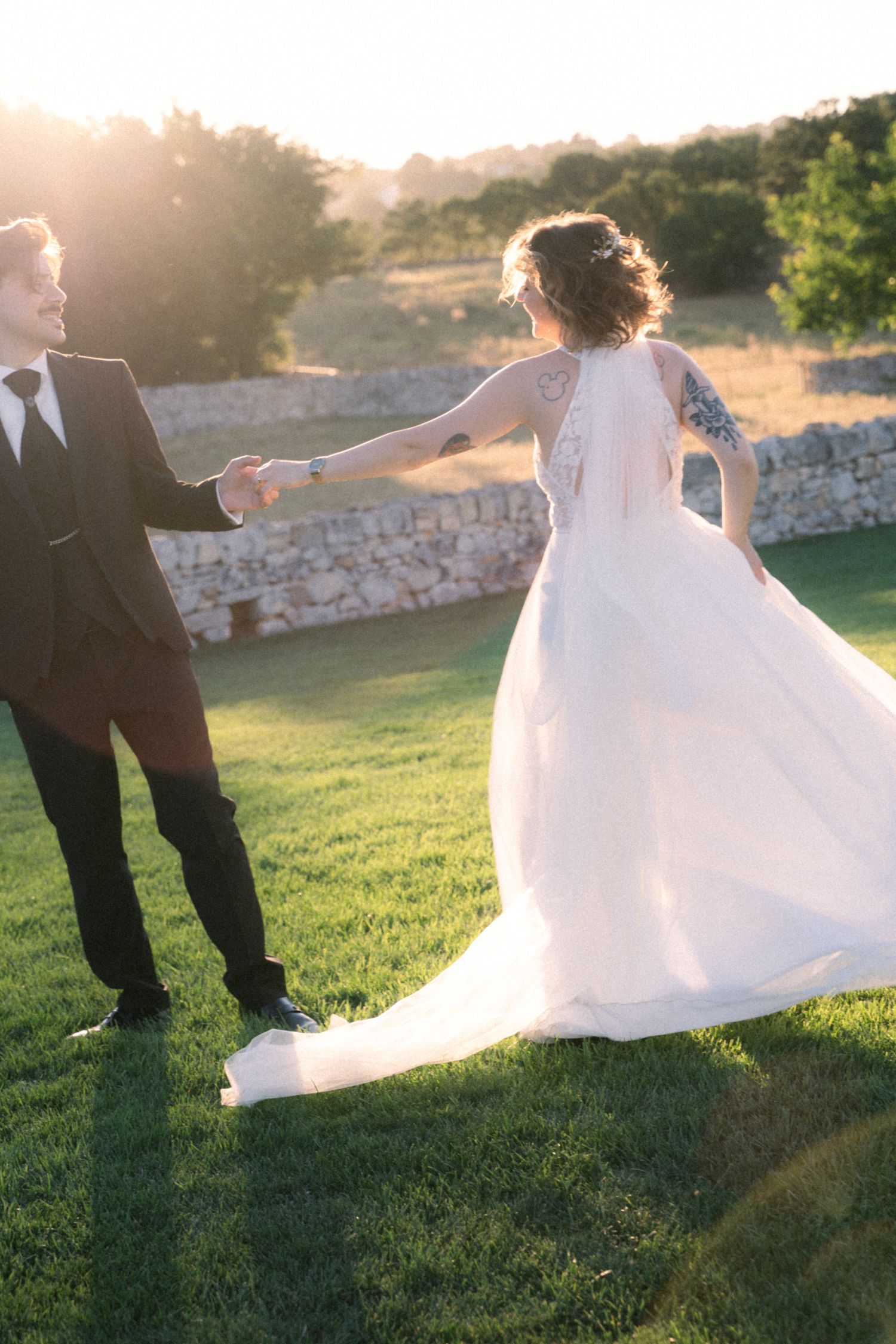 Destination wedding photography in Alberobello, Puglia, captured in digital with a clean and elegant visual style.