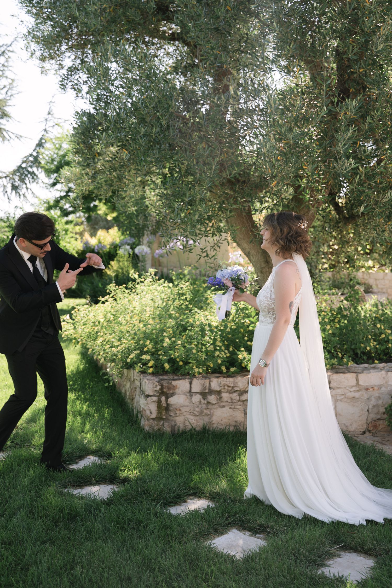 Destination wedding photography in Alberobello, Puglia, captured in digital with a clean and elegant visual style.