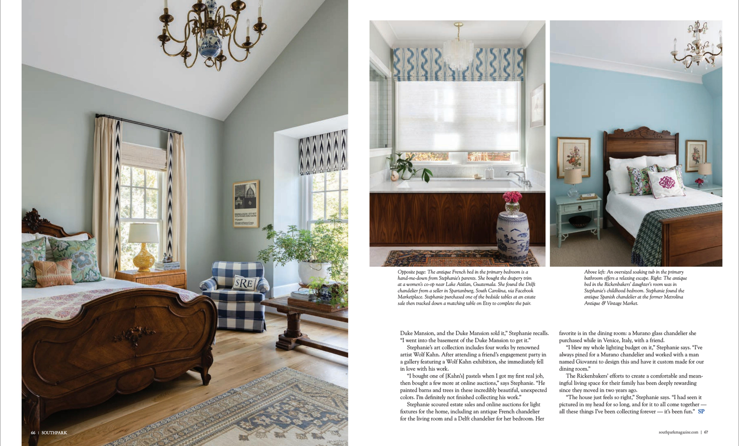 A calm bedroom interior with sage green walls, hardwood floors, and traditional furniture showcases classic elegance.