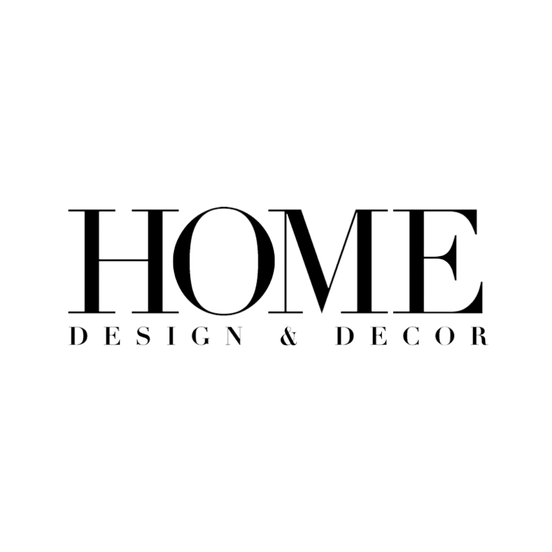Black and white logo for Home Design & Decor magazine in an elegant serif font.