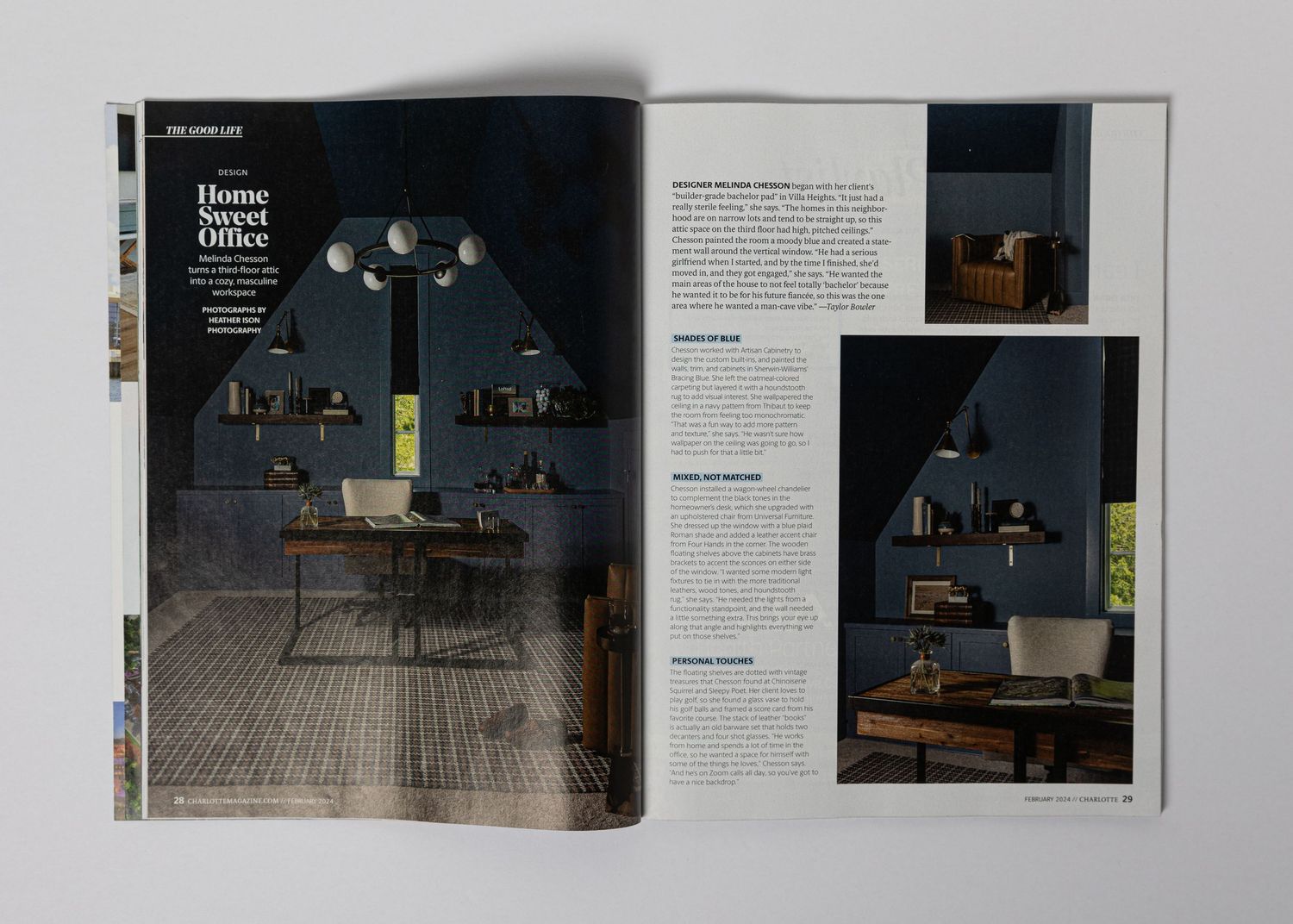 Heather Ison Photography in Charlotte Magazine with Melinda Chesson Interiors