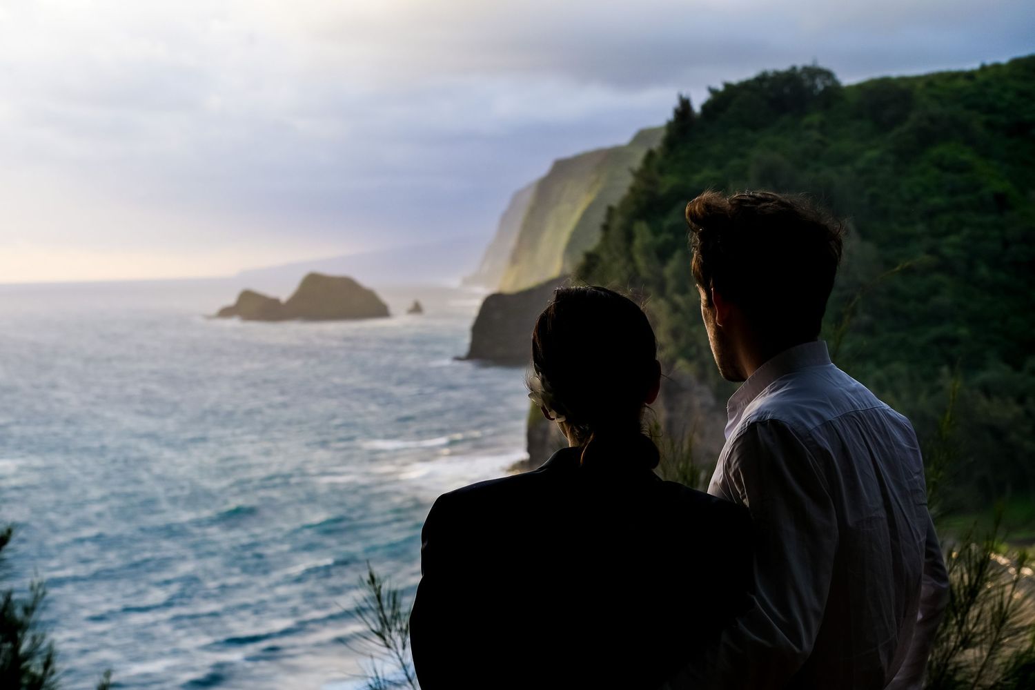 Dramatic coastal cliffs and ocean views provide stunning backdrop for wedding photography.