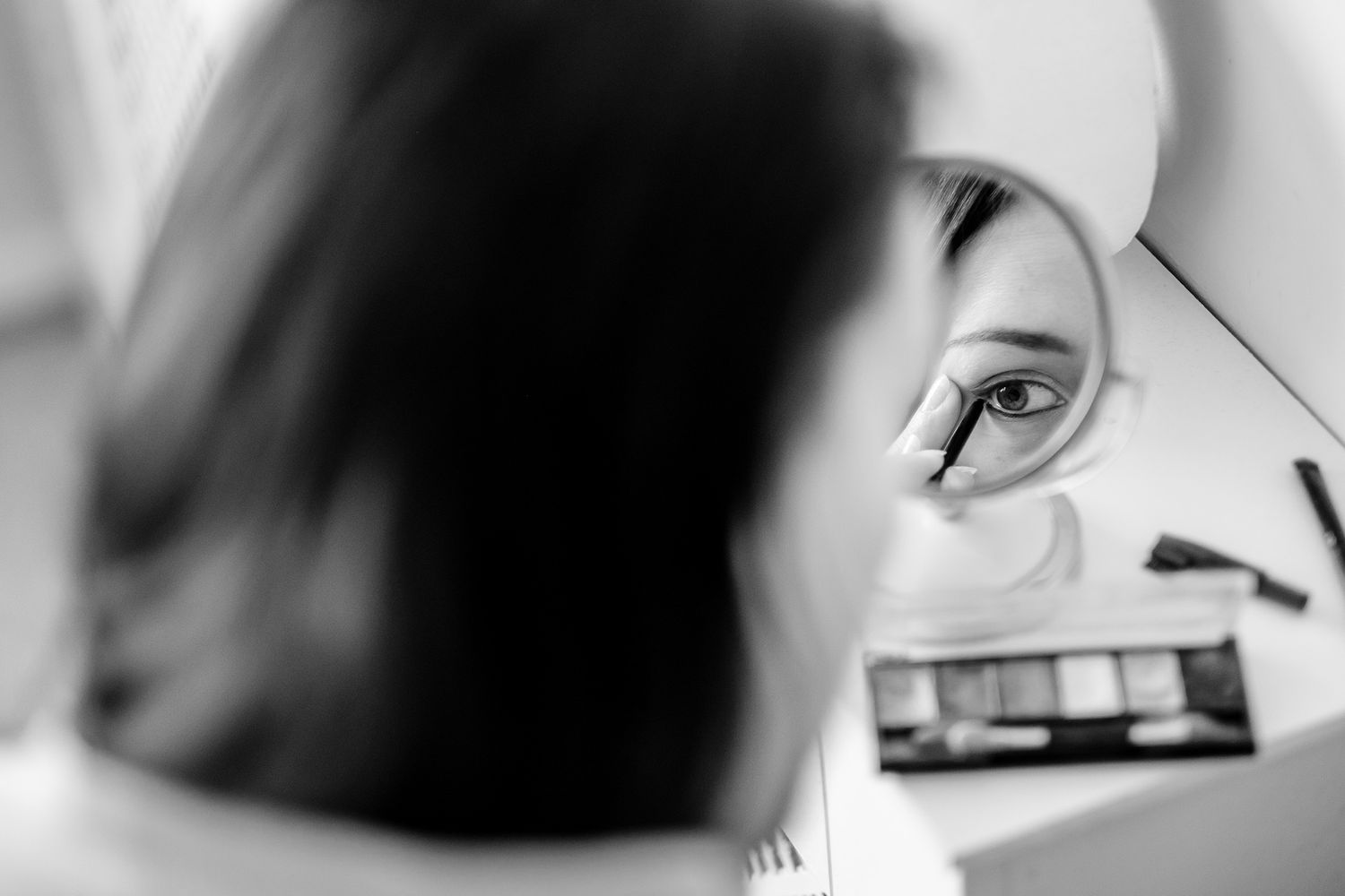 Artistic black and white close-up shots showing preparation details.