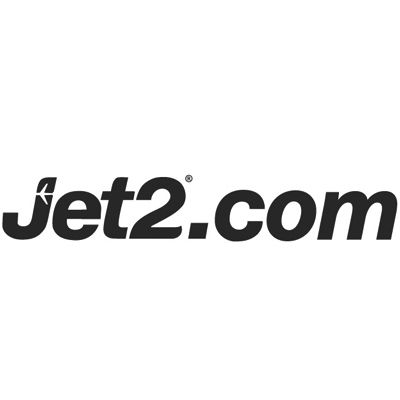 Jet2.com airline logo in black text with simple modern design.