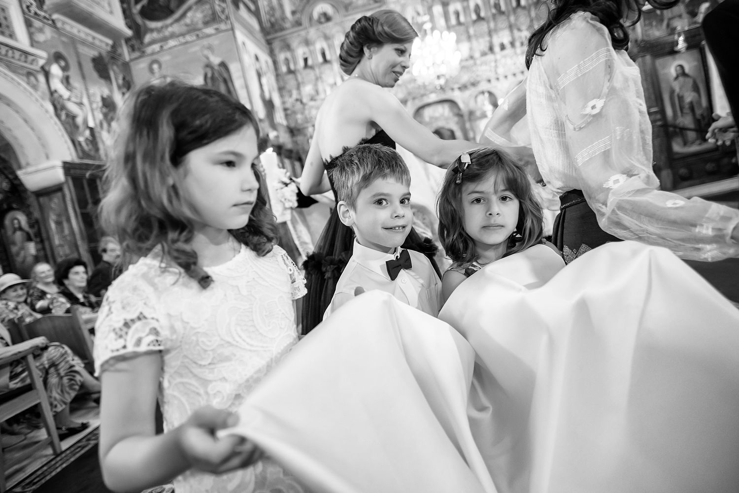 Candid moments of wedding guests celebrating during reception festivities.