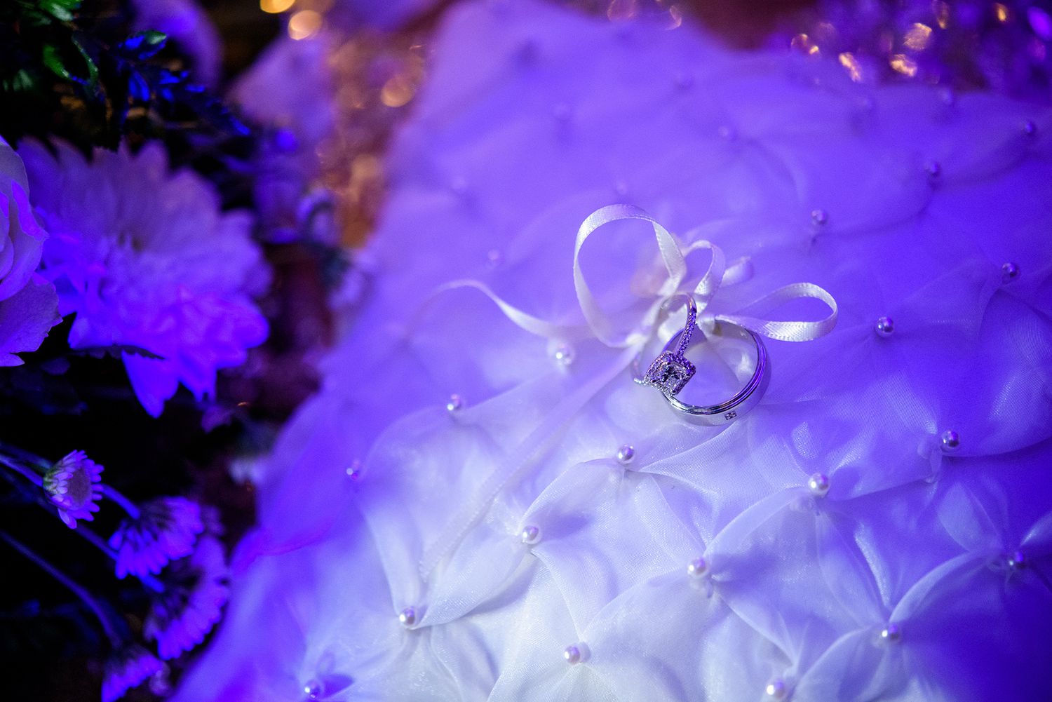 Abstract purple lighting design creating a magical atmosphere at an event.