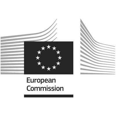 European Commission logo with stars and wavy line design elements.