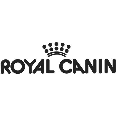 Royal Canin pet food logo with stylized crown made of dots above text.