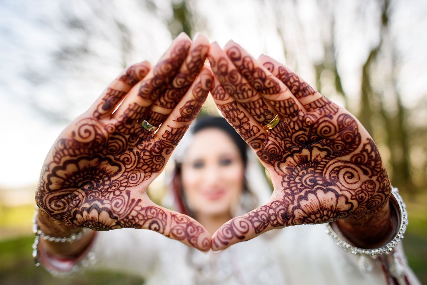 Intricate henna designs displayed on hands with delicate patterns and swirls.