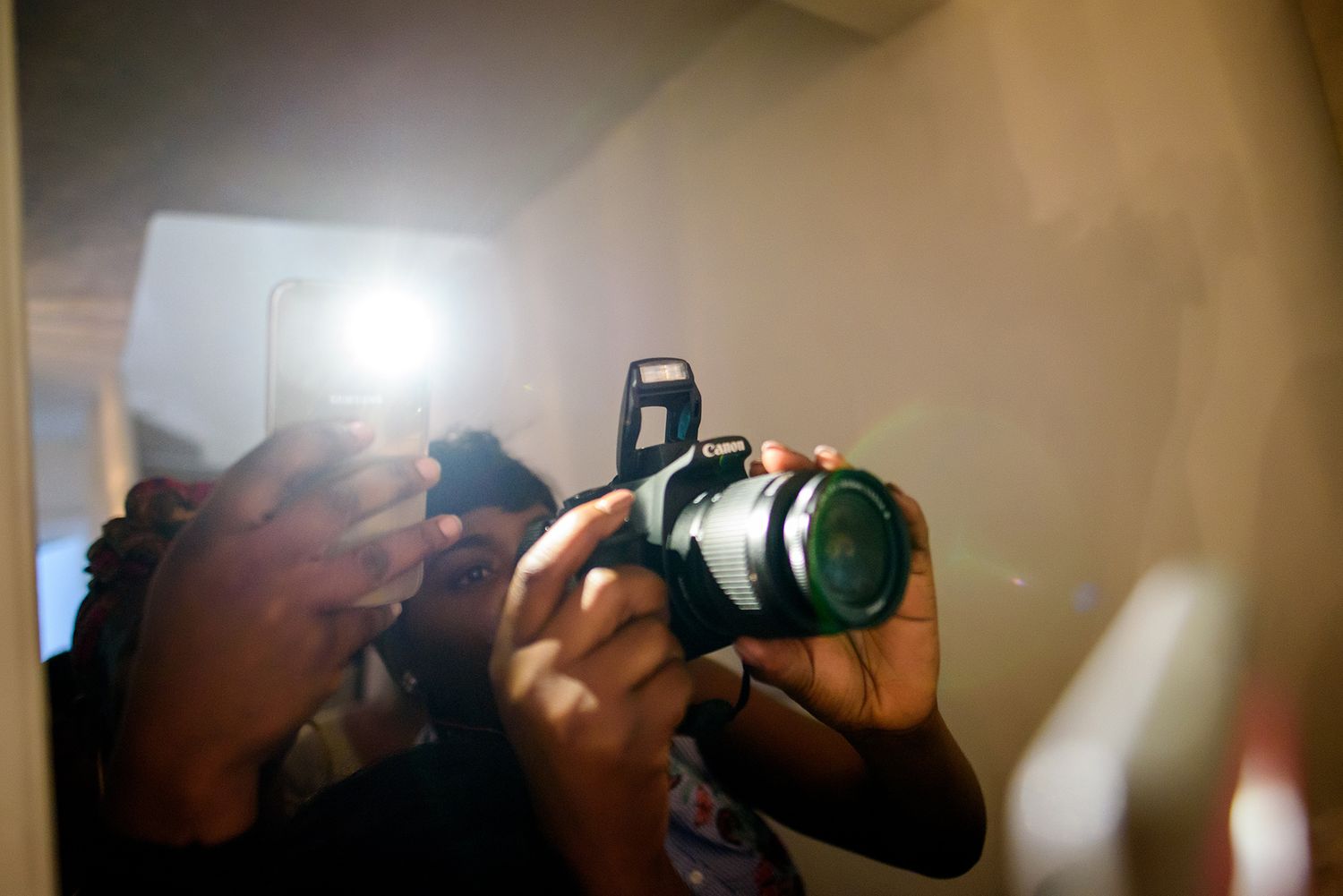 Artistic photo capturing ambient light streaming through a window during a celebratory moment.