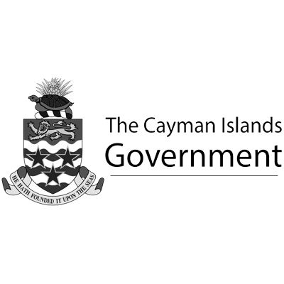 Official Cayman Islands Government logo with coat of arms and text in black and white.