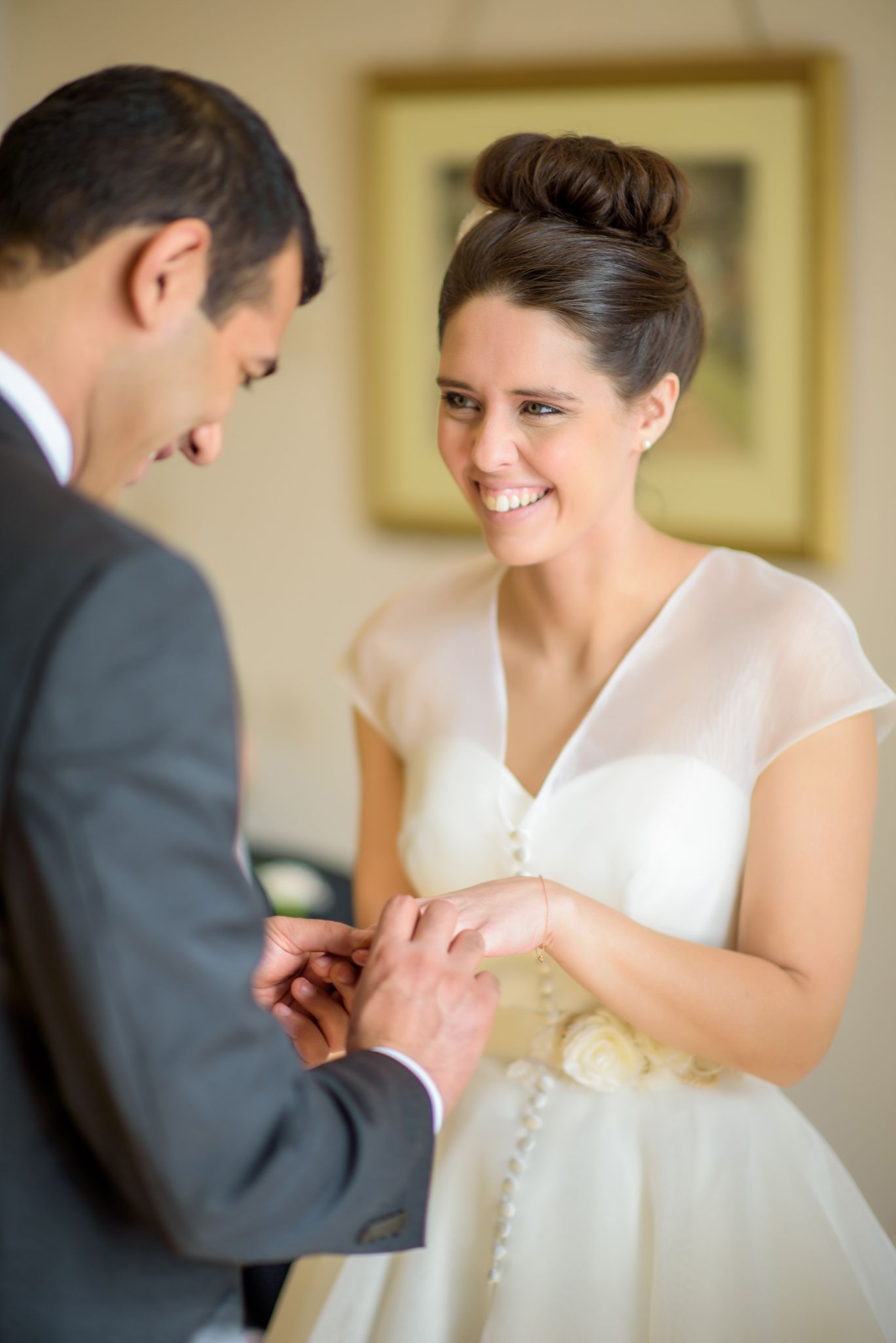 Getting ready sequence shows joyful moments during wedding preparations.