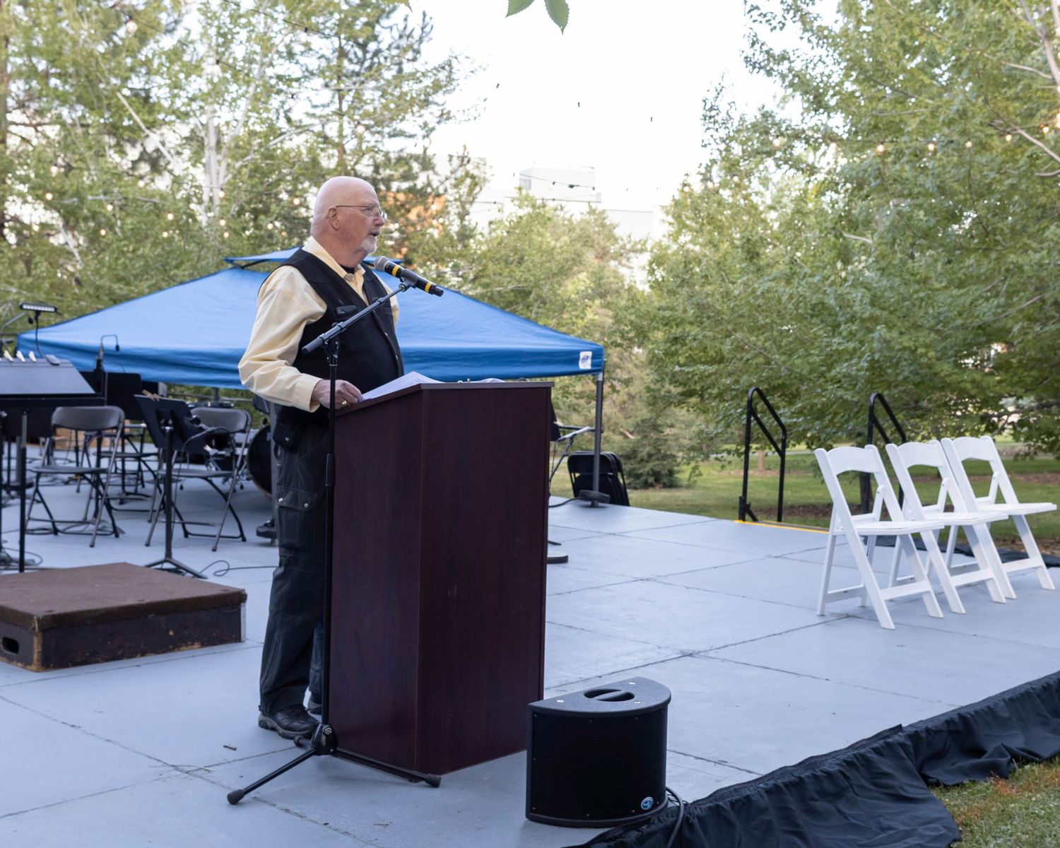 Person speaking at a podium