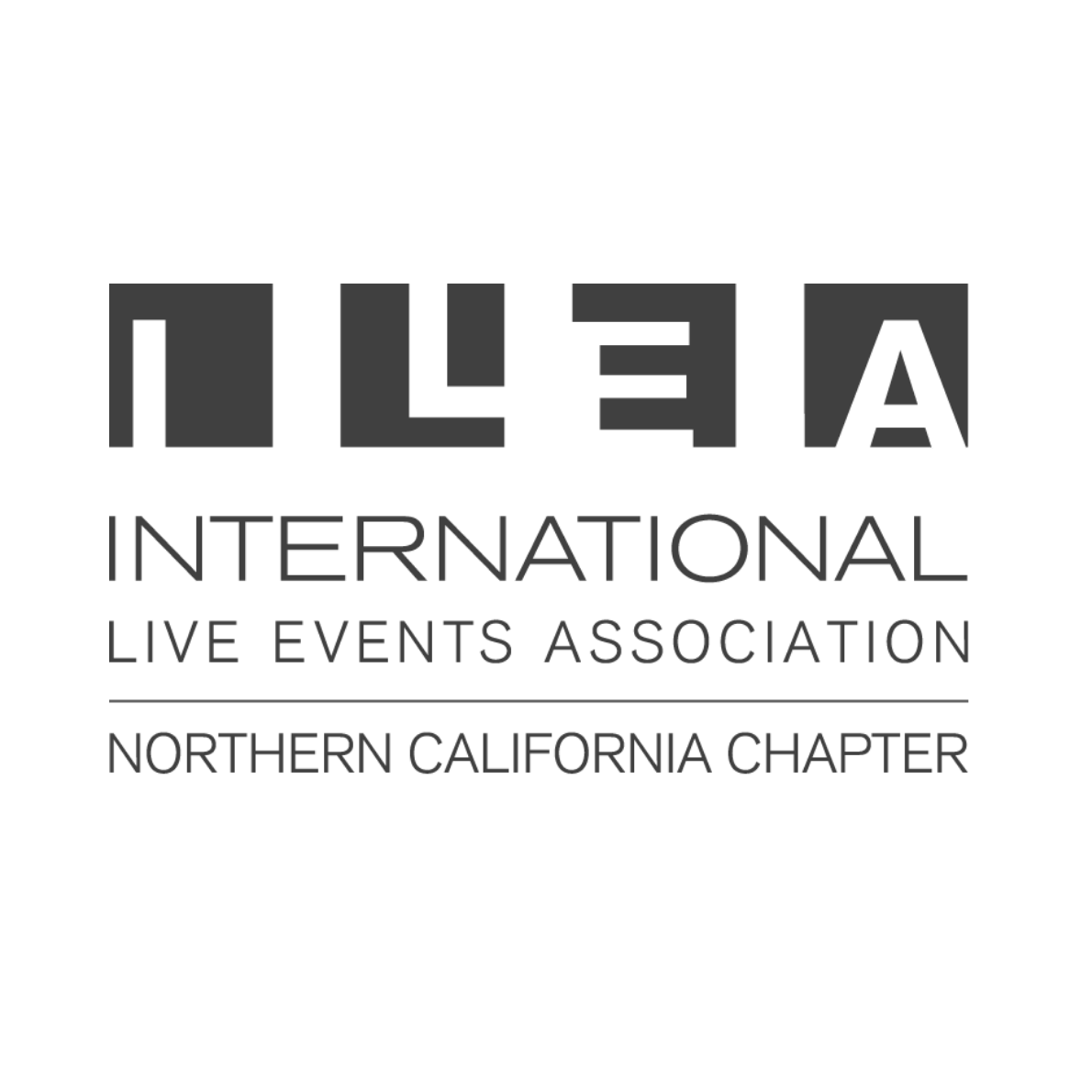 Professional organization logo for ILEA Northern California Chapter with black and white text design.