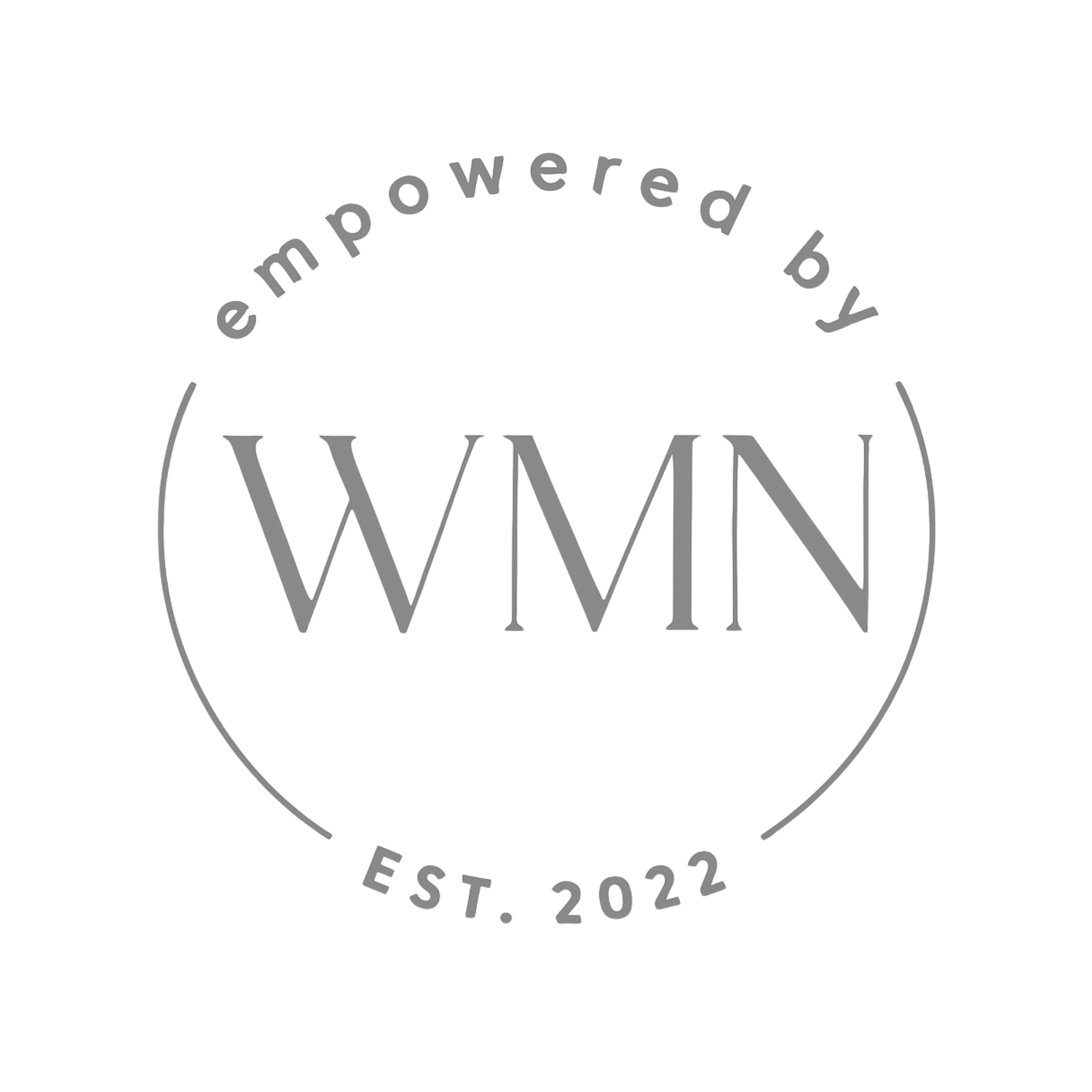 A collection of minimalist circular logo designs in gray with text and 