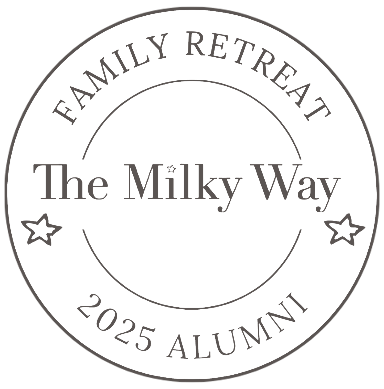 Line of gray circular badges with star accents and membership designations.