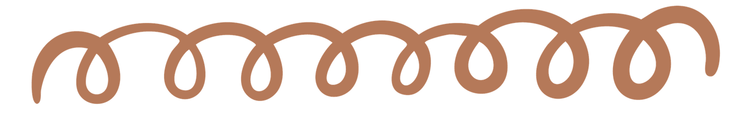 A decorative wavy brown squiggle line border element with looping curls for design use.