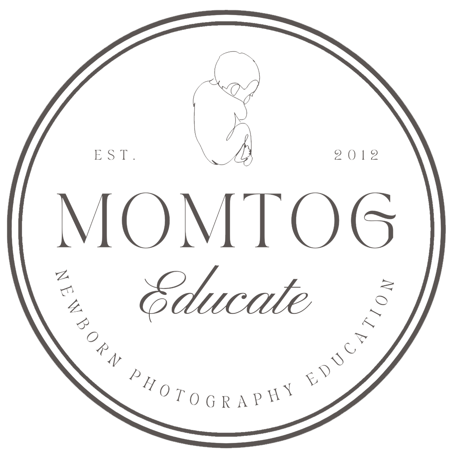 Set of elegant brown circular logos for photography and educational services.